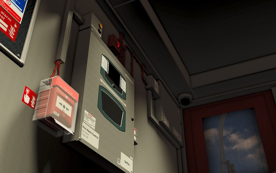Ride operator wall with control boxes, notices, intercom and wall-mounted equipment