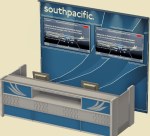 Angled reference of South Pacific Airways gate-desk model