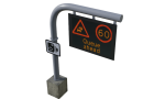 Small render of roadside message sign with variable-speed display
